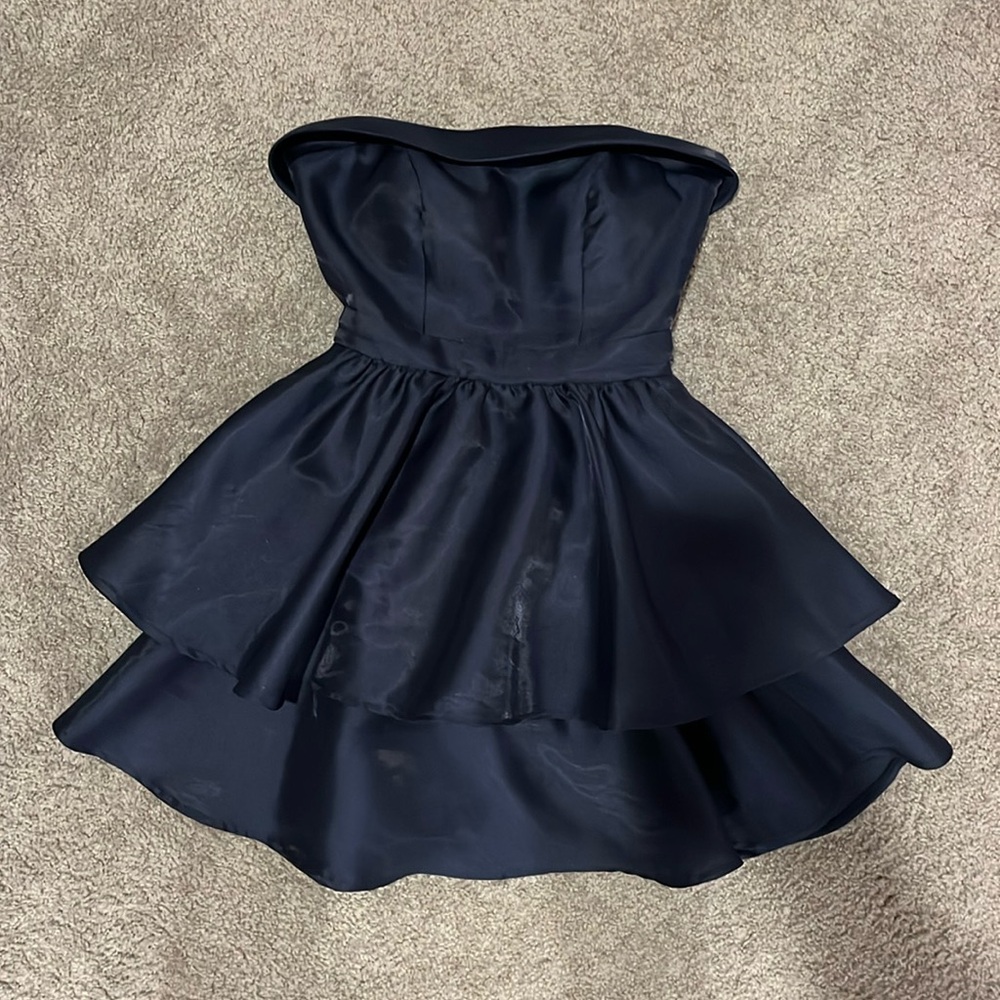 B. Darlin Navy Blue Strapless Short Dress Size 1/2 XS